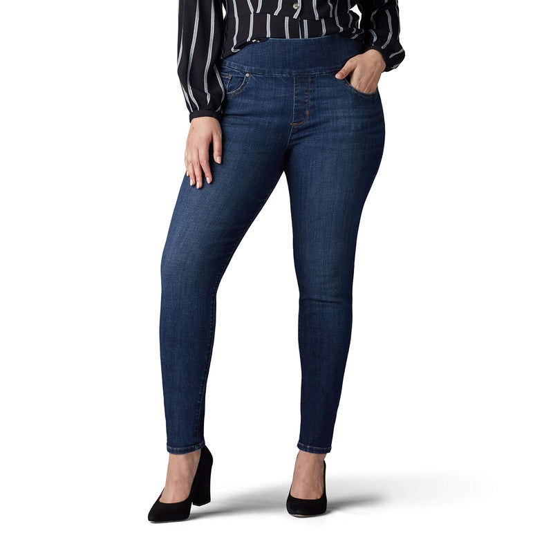 Women's Plus Size Sculpting Slim Fit Skinny Leg Pull On Jean, Land Slide, 18 Petite